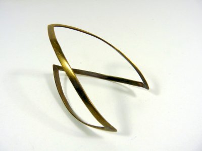 Vintage zigzag bangle slave bracelet in brass P - 17.8 g.