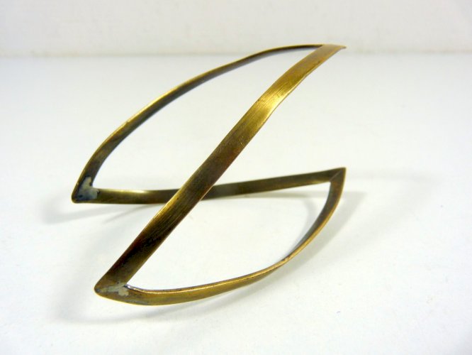 Vintage jonc bracelet esclave en laiton zigzag P - 17,8 grs.
