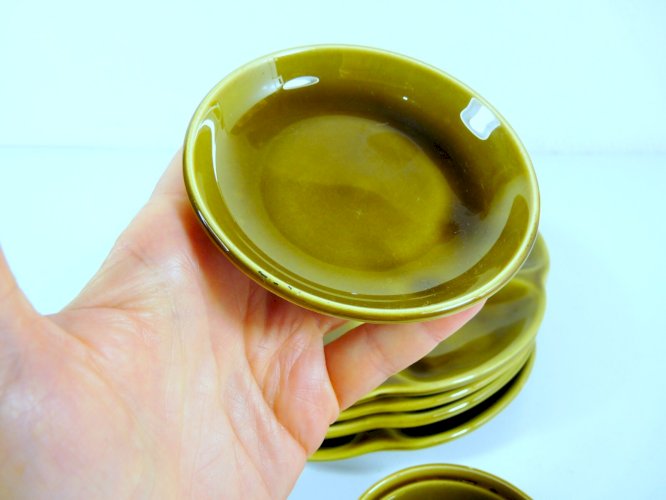 Vintage lot de 4 assiettes à huîtres faïence Gien signées D - 24,8 cm