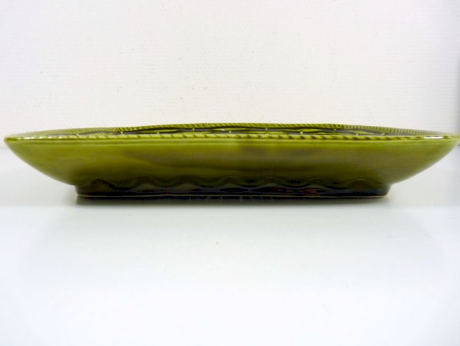 Vintage lot de 7 assiettes à asperges & 1 plateau faïence Sarreguemines signées