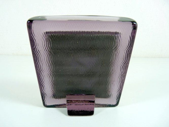Vintage miroir cadre verre Murano ? violet, pas signé, D - 14 x 13 x 3 cm