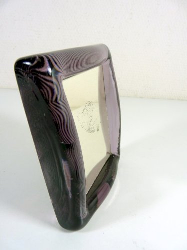Vintage miroir cadre verre Murano ? violet, pas signé, D - 14 x 13 x 3 cm