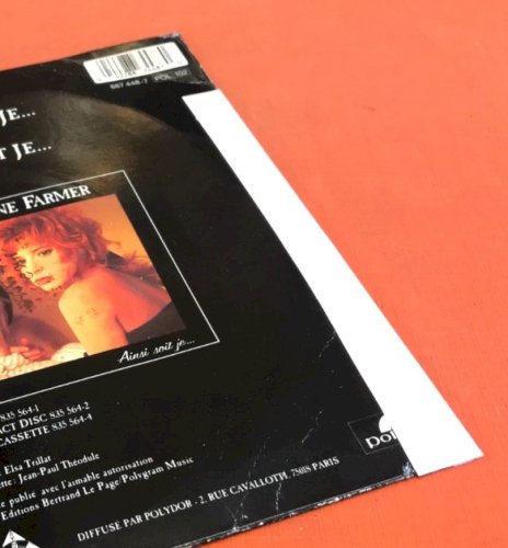 Vinyle 45 tours   Mylène Farmer  Ainsi soit-je...  (1988)  Polydor 887 448-7   