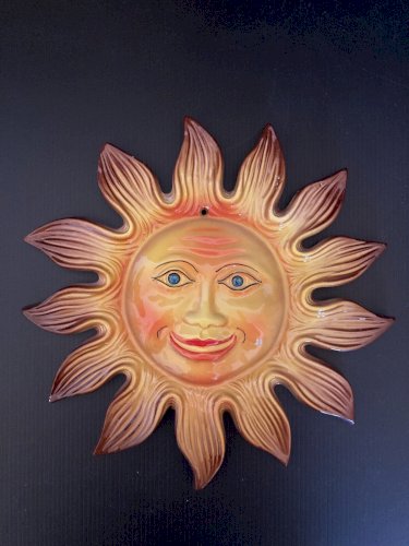 Visage Soleil céramique émaillée  murale décoration vintage