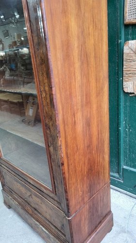 VITRINE BIBLIOTHEQUE 1 PORTE EN NOYER DU XIX ème SIECLE