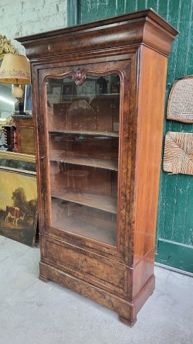 VITRINE BIBLIOTHEQUE 1 PORTE EN NOYER DU XIX ème SIECLE