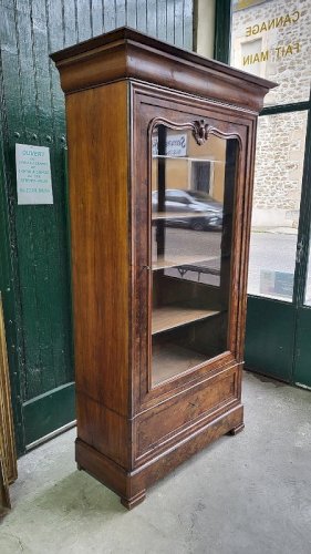 VITRINE BIBLIOTHEQUE 1 PORTE EN NOYER DU XIX ème SIECLE