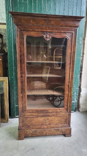 VITRINE BIBLIOTHEQUE 1 PORTE EN NOYER DU XIX ème SIECLE