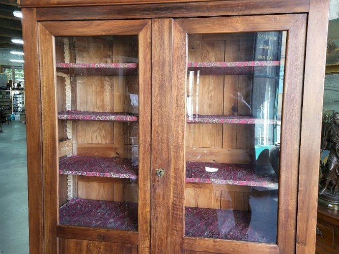 VITRINE BIBLIOTHEQUE LOUIS PHILIPPE EN NOYER DU XIX ème SIECLE