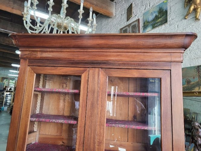 VITRINE BIBLIOTHEQUE LOUIS PHILIPPE EN NOYER DU XIX ème SIECLE