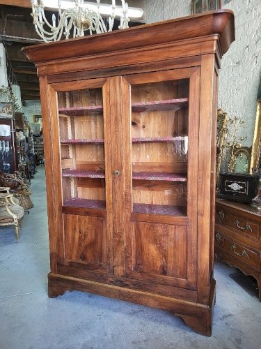VITRINE BIBLIOTHEQUE LOUIS PHILIPPE EN NOYER DU XIX ème SIECLE