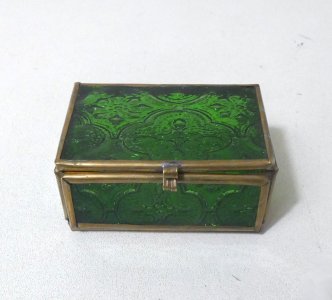 vitrine coffret boite à bijoux en verre et laiton green box vintage