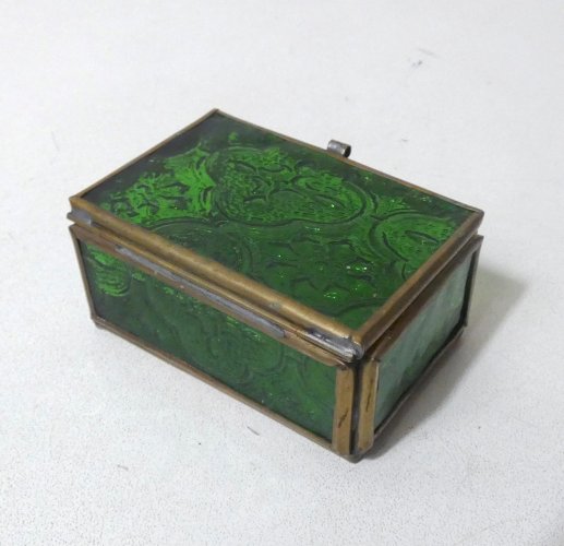 vitrine coffret boite à bijoux en verre et laiton green box vintage