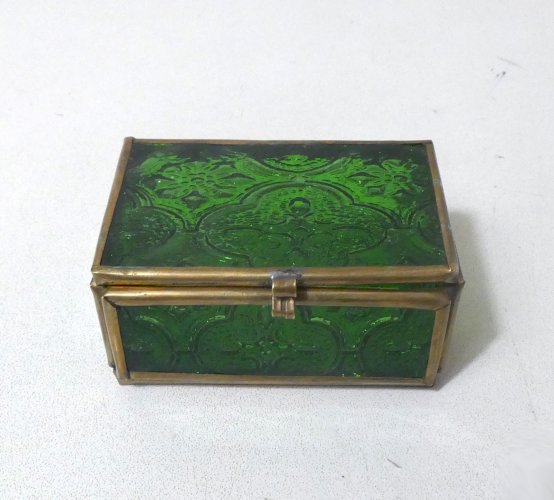 vitrine coffret boite à bijoux en verre et laiton green box vintage