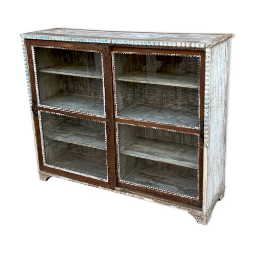 Vitrine en teck birman avec portes coulissantes
