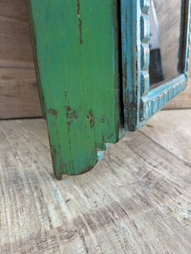 Vitrine murale art déco en teck birman avec patine dorigine