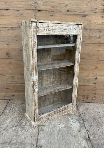 Vitrine murale en teck birman avec patine dorigine