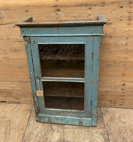 Vitrine murale en teck birman avec patine dorigine