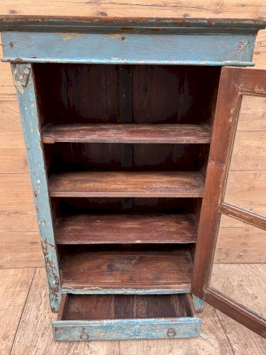 Vitrine murale en teck birman avec patine dorigine