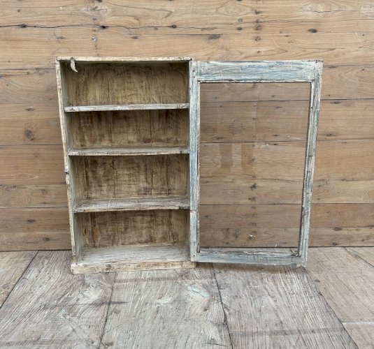 Vitrine murale en teck birman avec patine dorigine