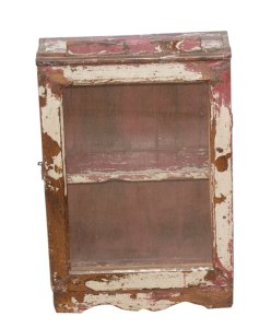 Teak wall display cabinet