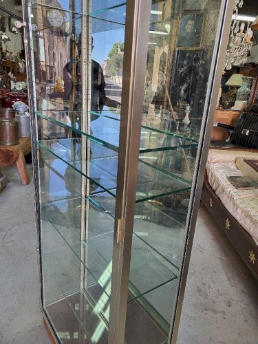 VITRINE POUR COLLECTION EN ALUMINIUM VERRE ET MIROIR A 2 SERRURES