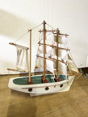 Voilier de bassin brick goélette en bois Greiner