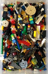 Bulk Lego pieces plus 10 mini-figures.