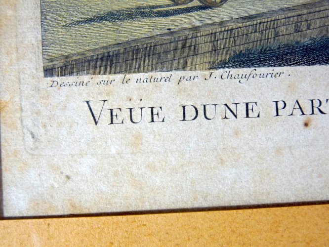 Vue d'optique VUE d'UNE PARTIE DE PARIS signée P Sanry d'après J Chaufourier