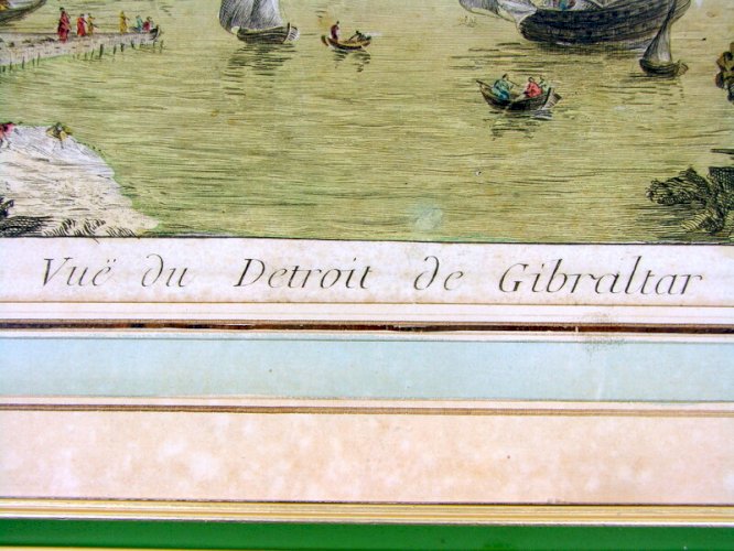 Vue d'Optique XVIII° VUE DU DETROIT DE GIBRALTAR pas Signée TBE
