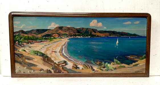 "View of the AGUAY Bay" Oil on canvas by Edmond ASTRUC 20th century
