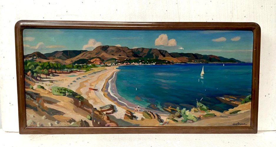 "Vue sur la baie d'AGUAY " Huile sur toile par  Edmond  ASTRUC  XX siècle