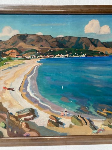 "Vue sur la baie d'AGUAY " Huile sur toile par  Edmond  ASTRUC  XX siècle