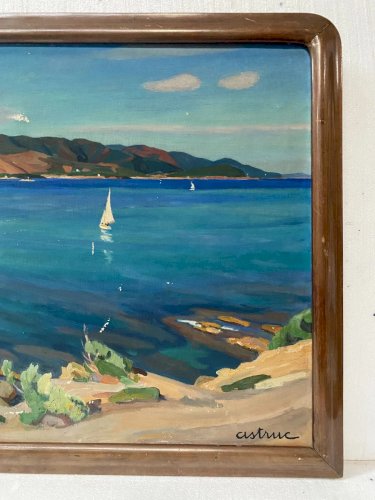 "Vue sur la baie d'AGUAY " Huile sur toile par  Edmond  ASTRUC  XX siècle