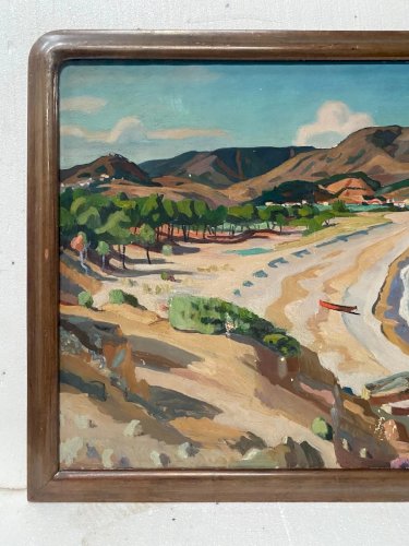 "Vue sur la baie d'AGUAY " Huile sur toile par  Edmond  ASTRUC  XX siècle