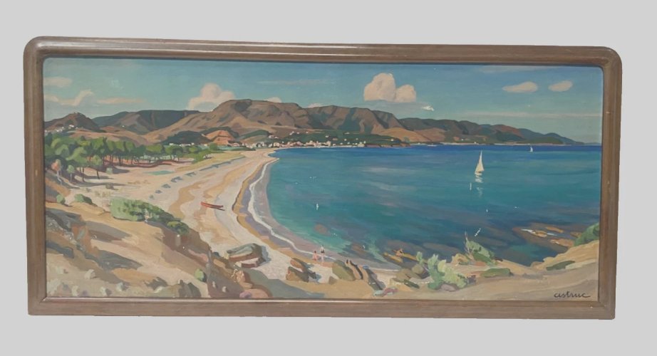 "Vue sur la baie d'AGUAY " Huile sur toile par  Edmond  ASTRUC  XX siècle