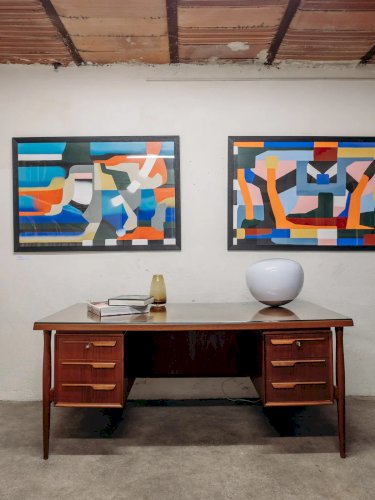 Yvan, le bureau danois double face en teck N°471