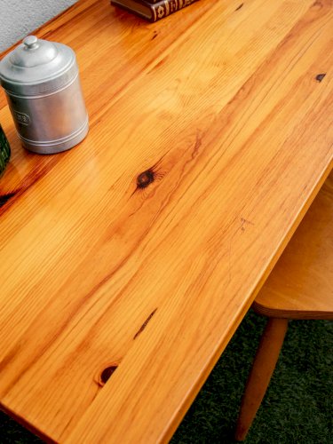 Yvan, le bureau en pin et chrome N°478