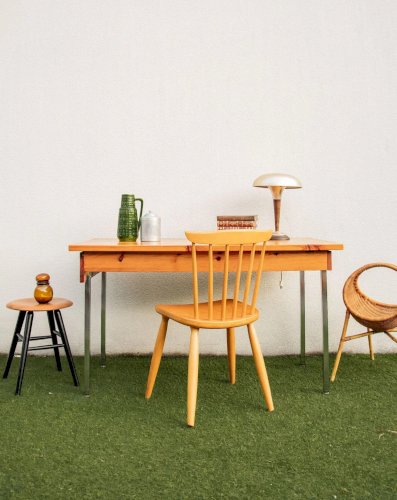 Yvan, le bureau en pin et chrome N°478