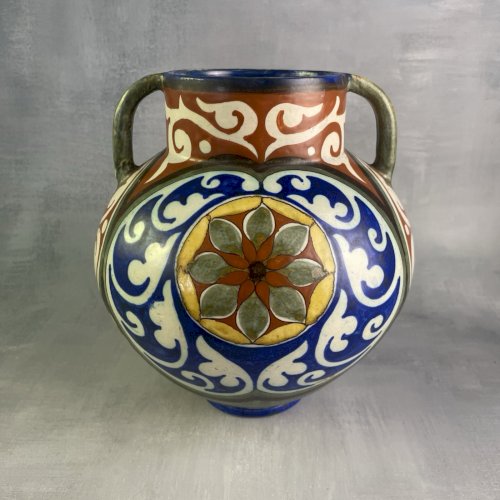 ZUID HOLLAND GOUDA Grand vase céramique Pays-Bas décor floral stylisé art déco
