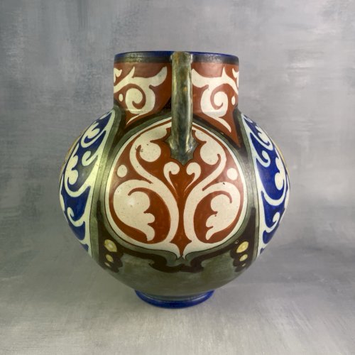 ZUID HOLLAND GOUDA Grand vase céramique Pays-Bas décor floral stylisé art déco